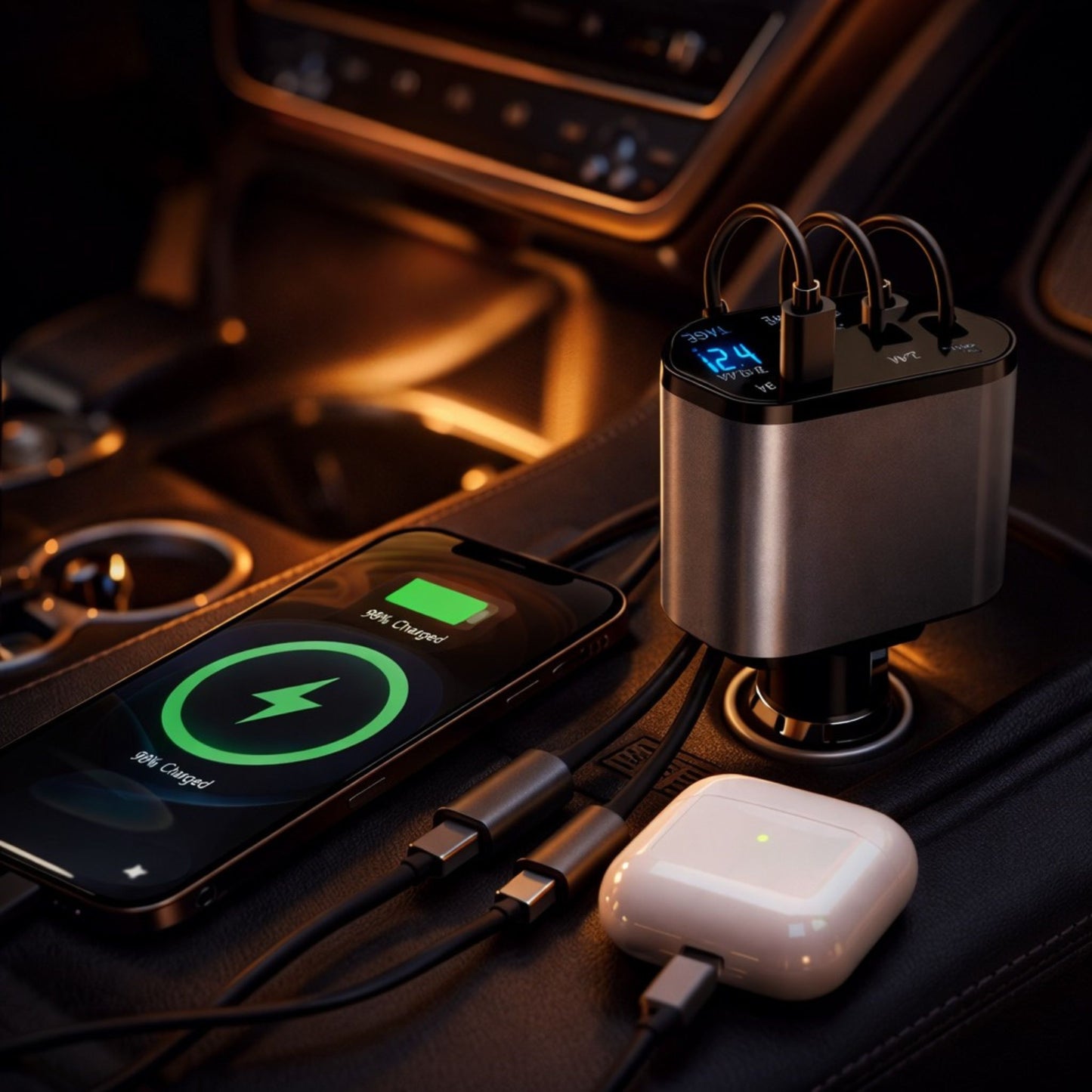 4-i-1 Billaddarе Pro — Snabb laddning i bilen
