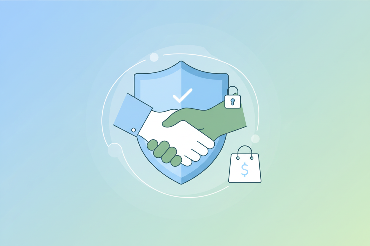 kan du skapa bild som symboliserar enkel och trygg handel antingen symbol eller bild