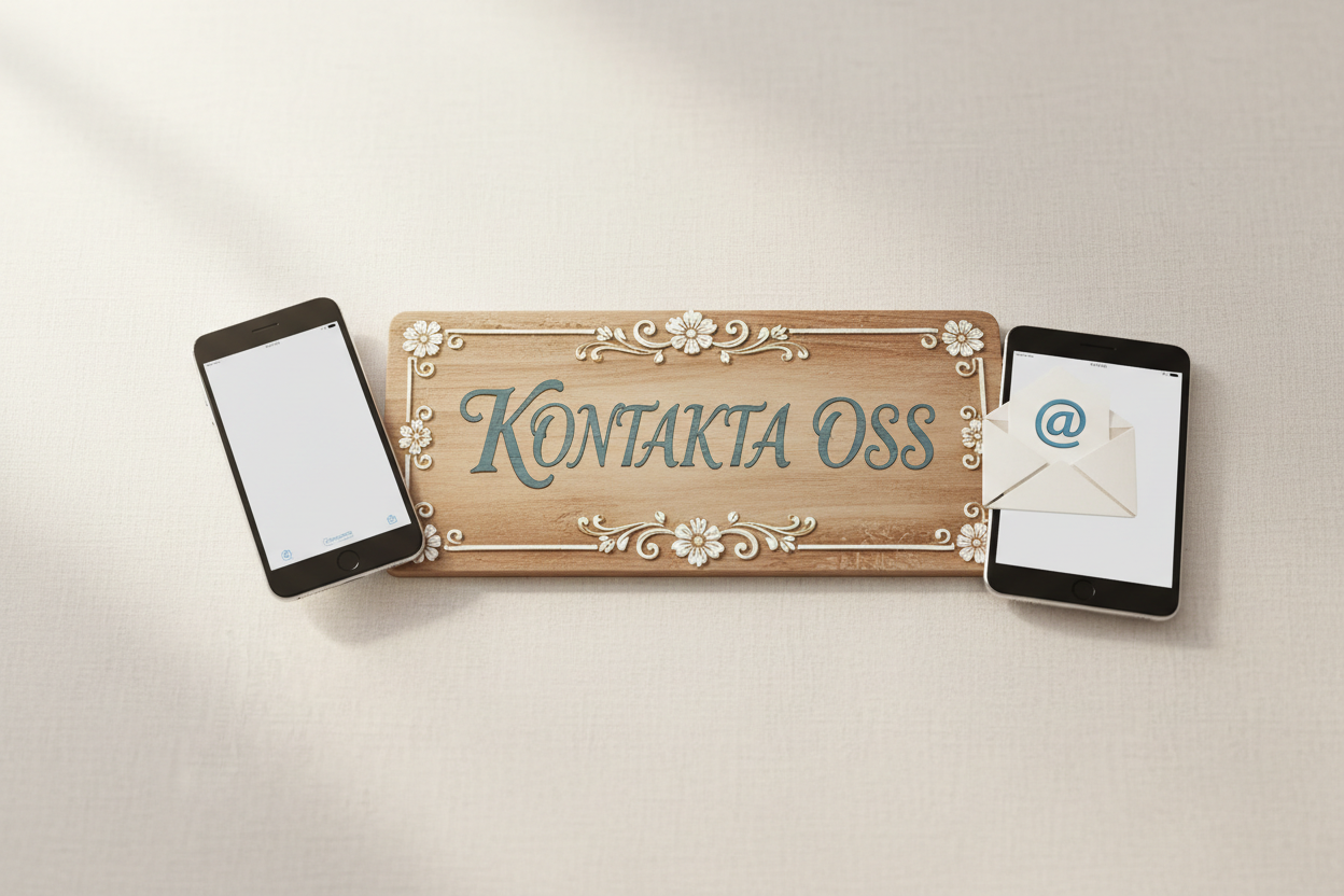 skapa en bild för kontakta oss och ha med kanske en tavla där det står kontakta oss och en telefon samt mailbild